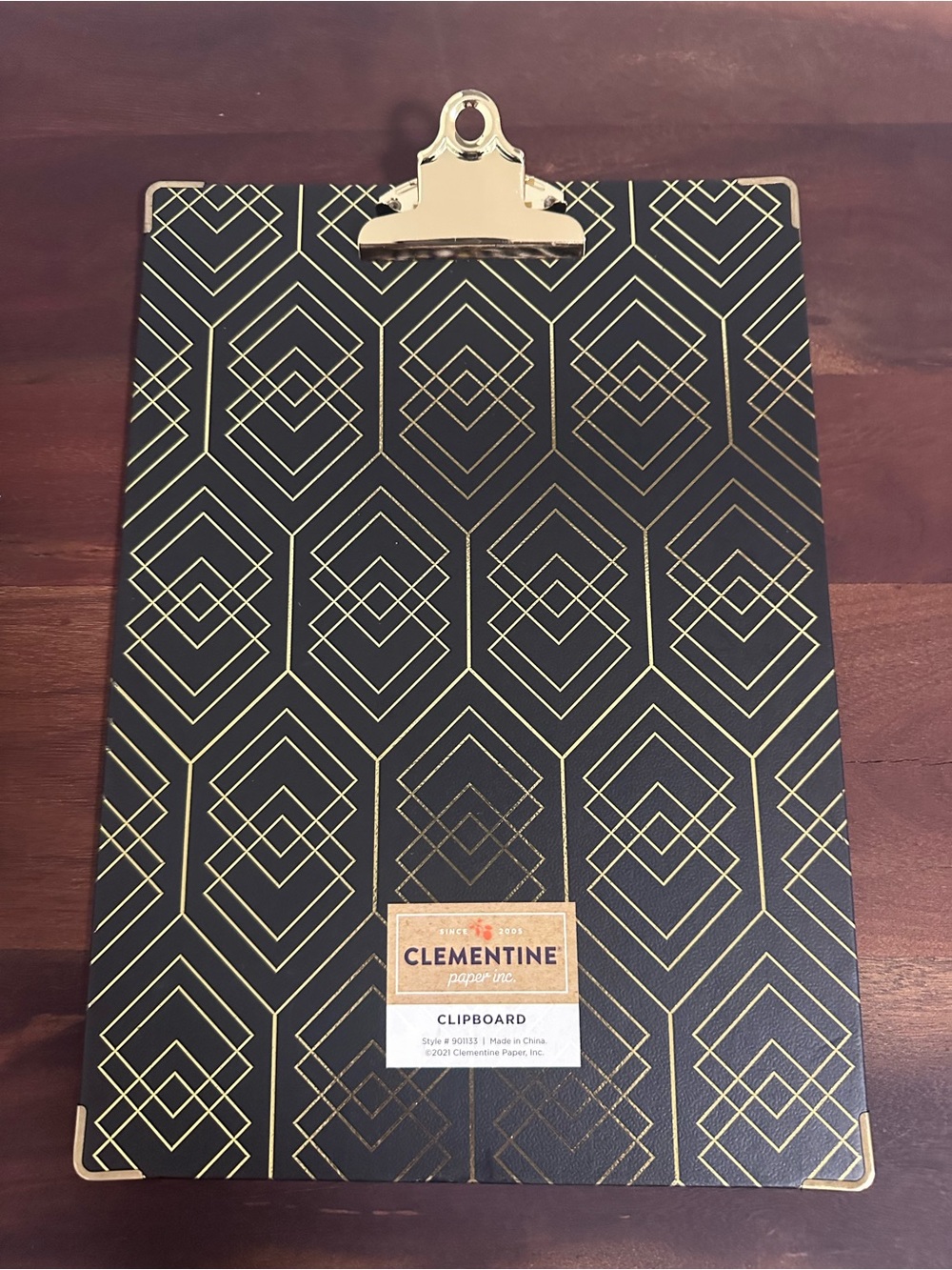 Clementine Black & Gold Geometric Clipboard Art Deco NWT